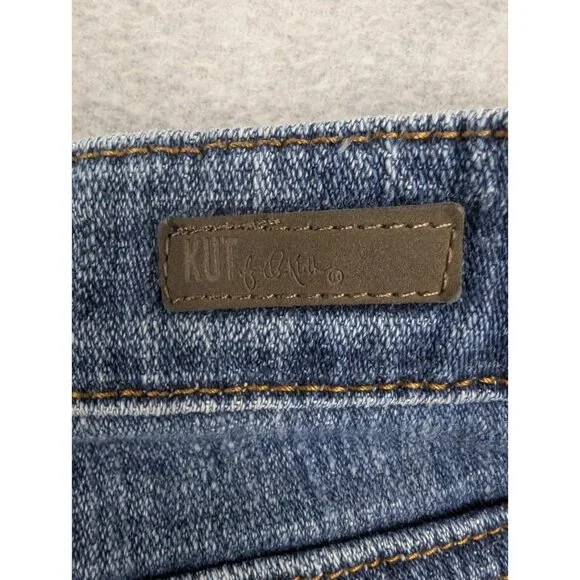Kut from the Kloth Jeans Womens Size 12 Blue Amy Crop Straight Leg Rolled Cuffs - Picture 11 of 15